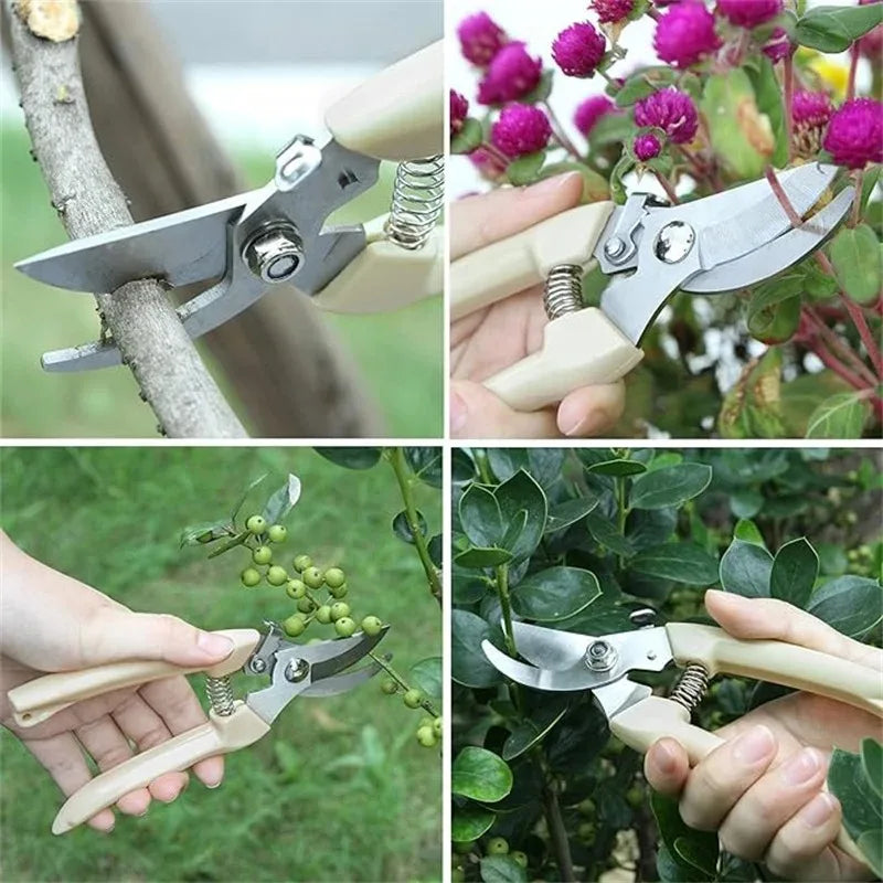 1PC Stainless Steel Bypass Pruning Scissors Multifunctional Flower Tree Branch Cutter Sharp Durable Garden Hand Shear Tool