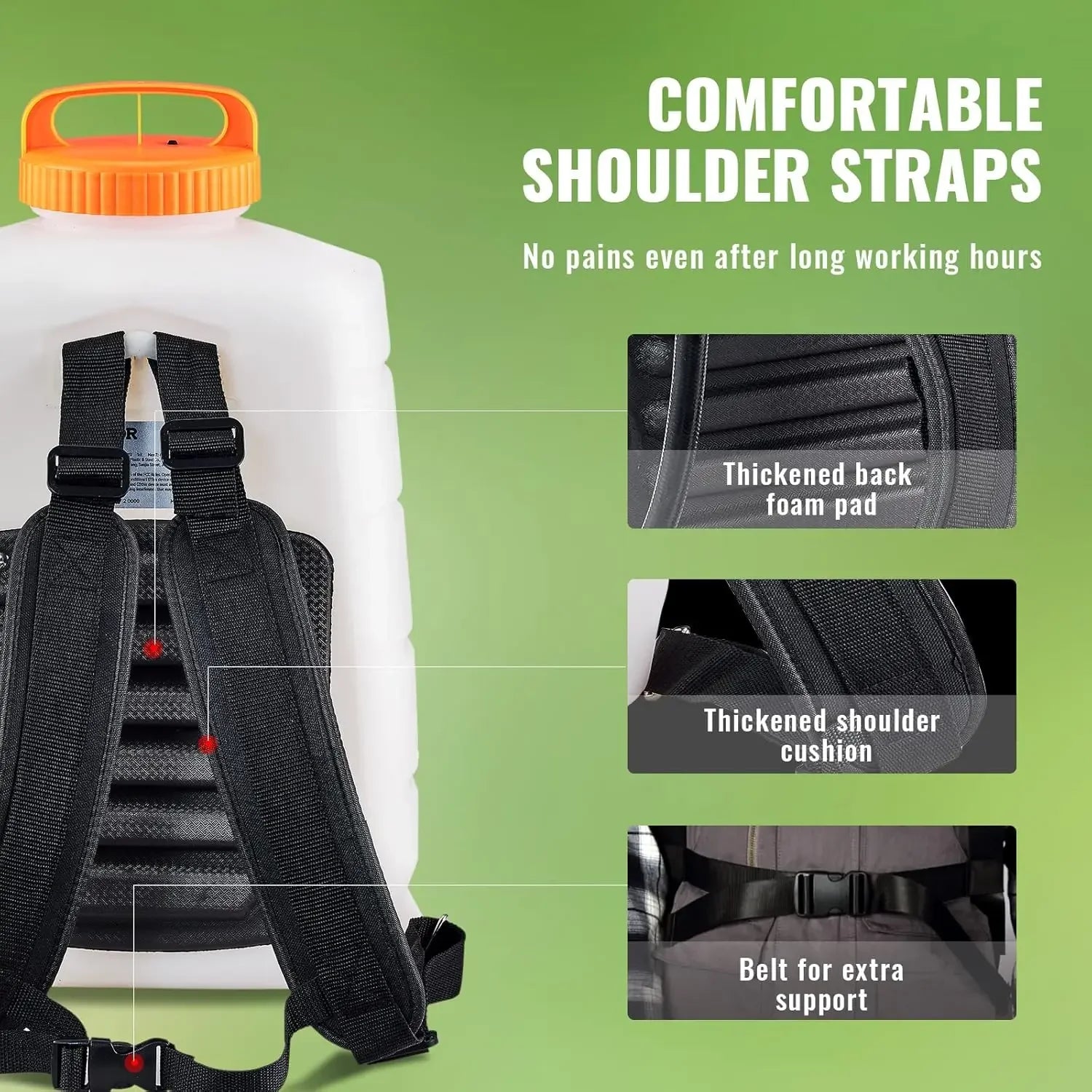 Battery Powered Backpack Sprayer, 0-90 PSI Adjustable Pressure, 4 Gallon Tank, Back Pack Sprayer with 8 Nozzles and 2 Wands