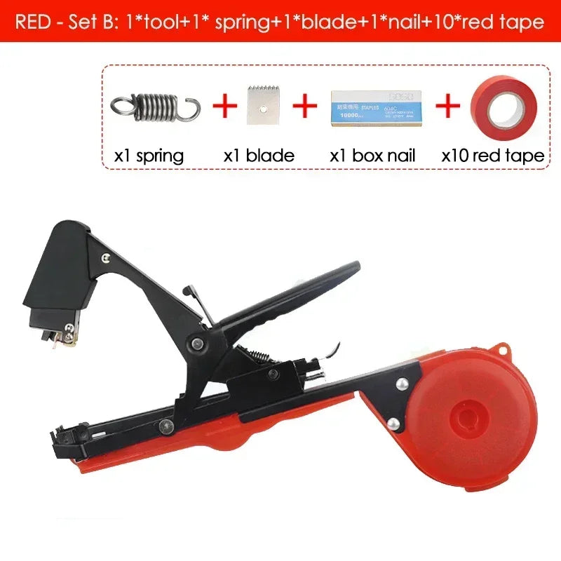 Garden Plants Tying Machine Tapetool Tapener with 10 Rolls Tape Set for Vegetable Grape Tomato Cucumber Pepper Flowers