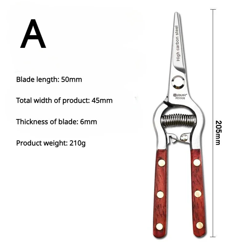 Professional Pruning Shears - All-Purpose Garden Scissors for Thick Branches, Fruit Trees & Floral Trimming