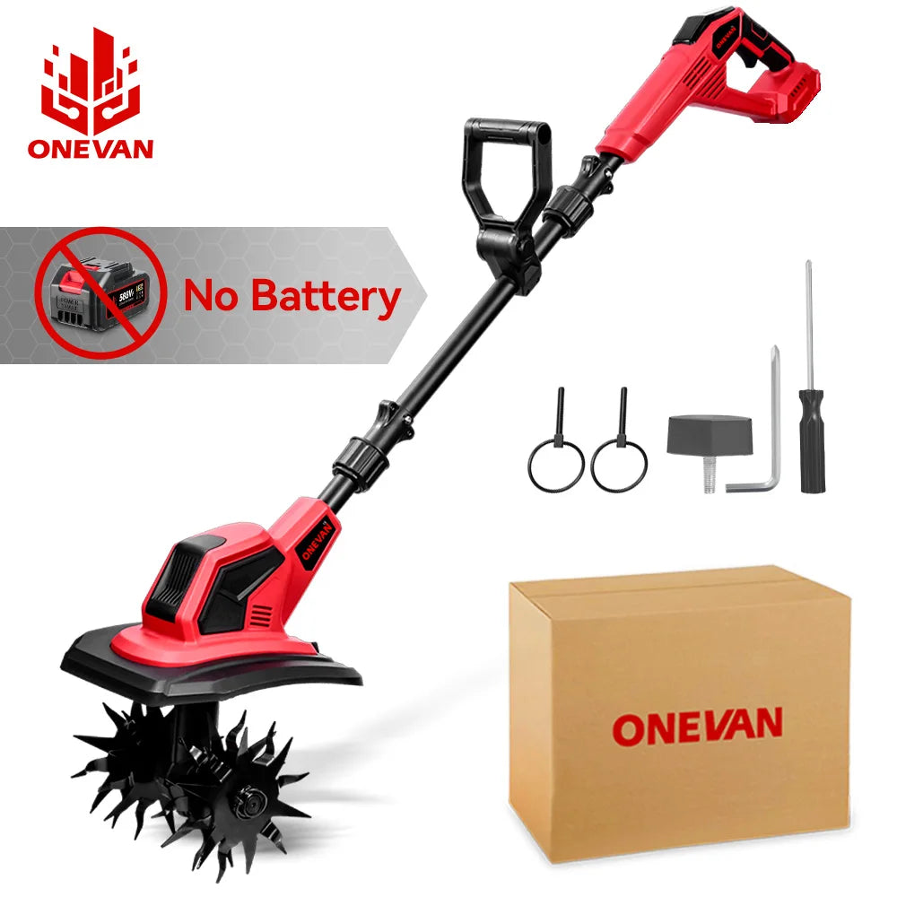 ONEVAN 4000W Electric Tiller Cultivator Portable Grass Trimmer Cordless Garden Soil Turning Prunning Tool For Makita Battery Pin