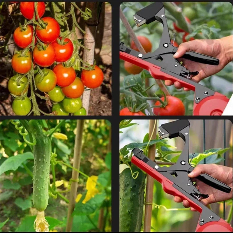Garden Plants Tying Machine Tapetool Tapener with 10 Rolls Tape Set for Vegetable Grape Tomato Cucumber Pepper Flowers