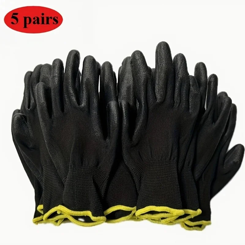 Black Gloves with Yellow Elastic Cuffs - Durable Palm Coating, Ambidextrous -Outdoor Activities,Outdoor Gloves|Breathable Gloves