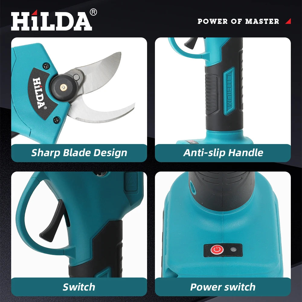 HILDA Electric Scissors Brushless Electric Pruning Shear Cordless Fruit Tree Bonsai Pruning Garden Cutter For Makita 18V Battery