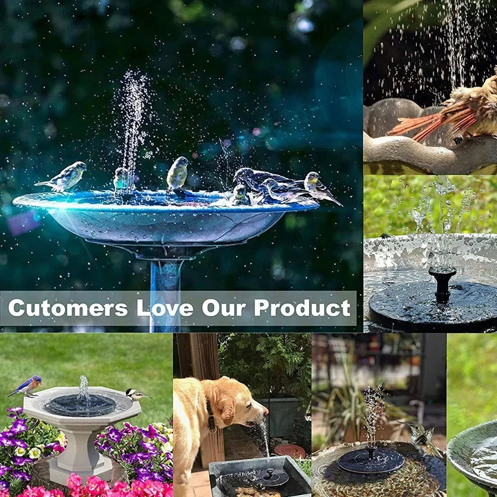 Solar Water Fountain - Mini Solar-Powered, Pool/Pond Waterfall Fountain, Outdoor Garden Decoration & Bird Bath Supplies