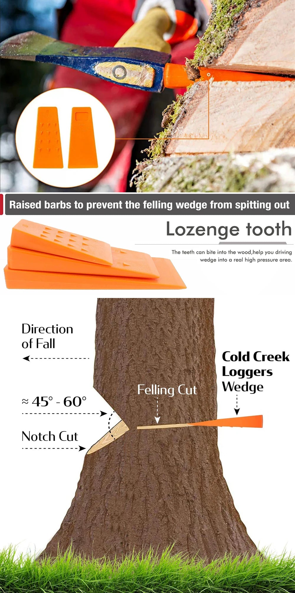 Tree Felling Wedge Plastic Felled Chock Tree Cutting Wedge for Logging Falling Cutting Cleaving Woodcutting Tools