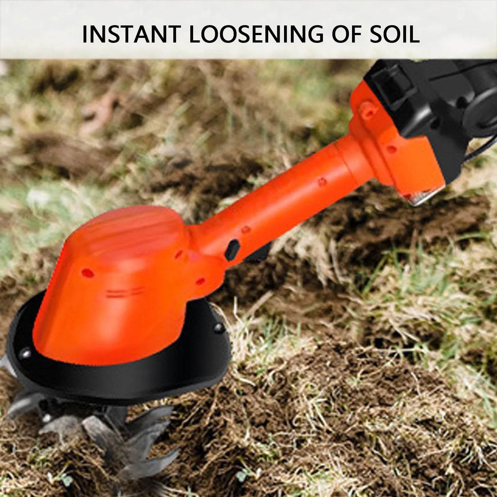 Cordless Tiller Cultivator 235RPM 4 Row Tines 1.5Ah Battery 4in Working Width Handheld Garden Cultivator for Gardening