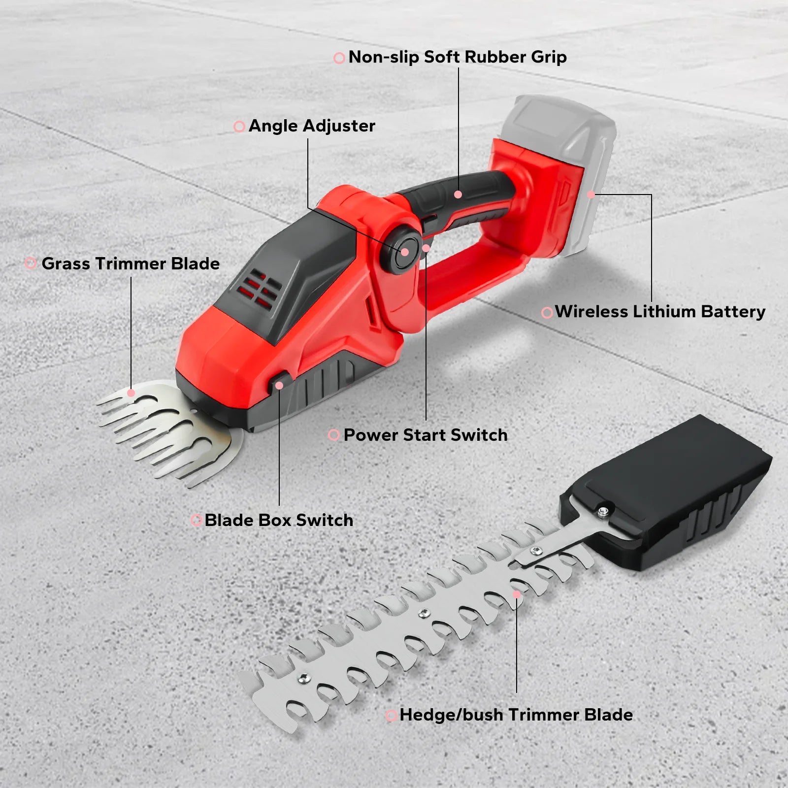 Cordless Hedge Trimmer 2-in-1 Grass Shears Handheld Electric Shrub Trimmer Kit Garden Tool for Milwaukee 18V Battery(No Battery)