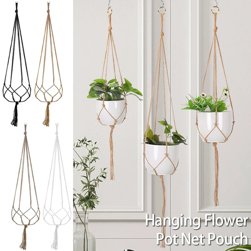 Hanging Flower Pot Net Planters for Hanging，Woven Plant Holder for Gardening, Planter Hanger Rack