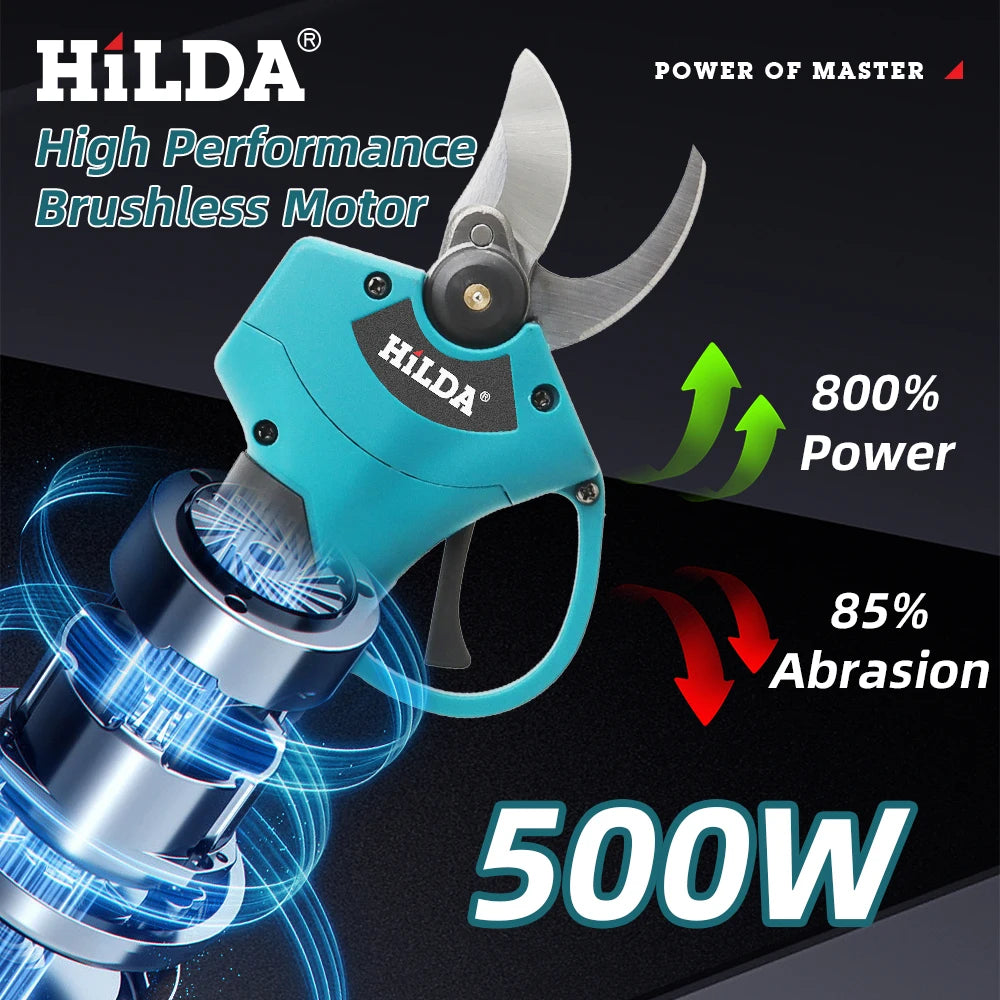 HILDA Electric Scissors Brushless Electric Pruning Shear Cordless Fruit Tree Bonsai Pruning Garden Cutter For Makita 18V Battery