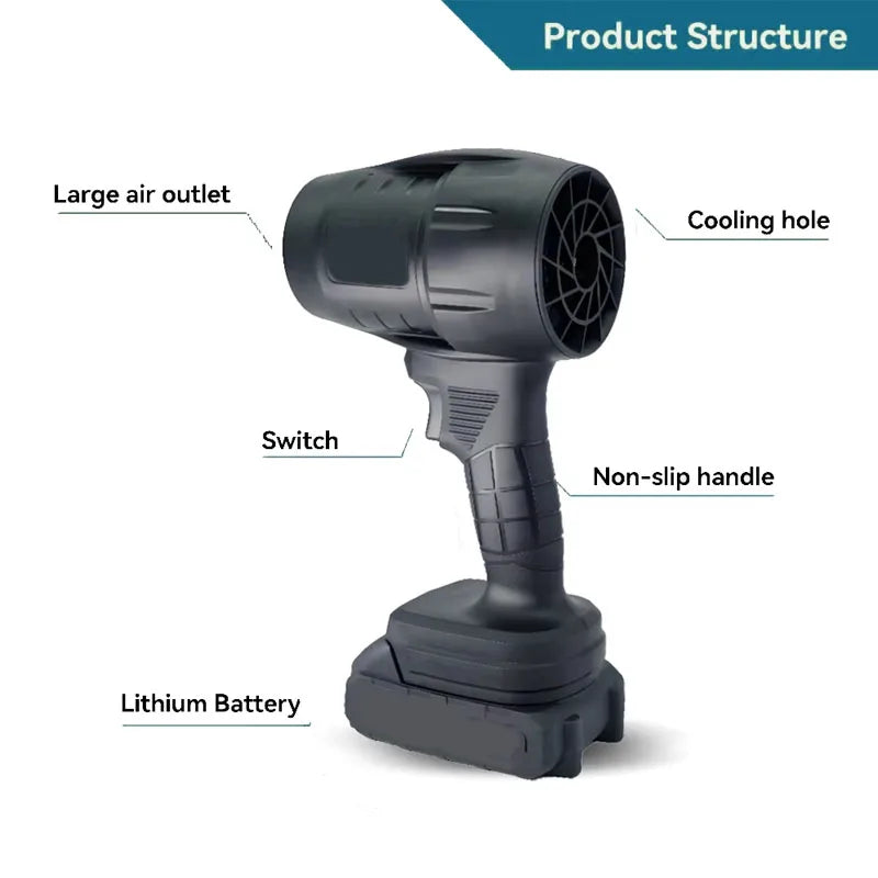 Cordless Electric Air Blower Turbo Fan for Leaves Snow Sand Handheld Power Tool No Battery Portable Garden Yard Cleaning Tool