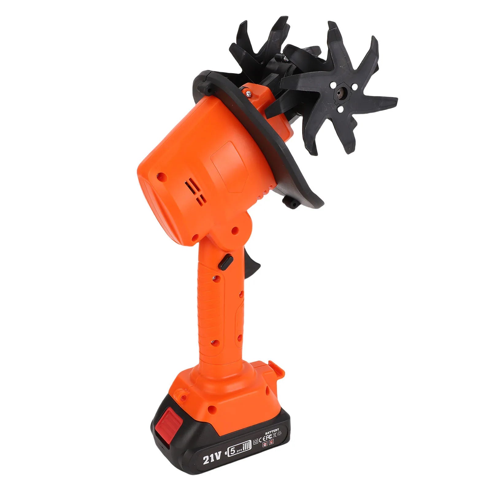 Cordless Tiller Cultivator 235RPM 4 Row Tines 1.5Ah Battery 4in Working Width Handheld Garden Cultivator for Gardening