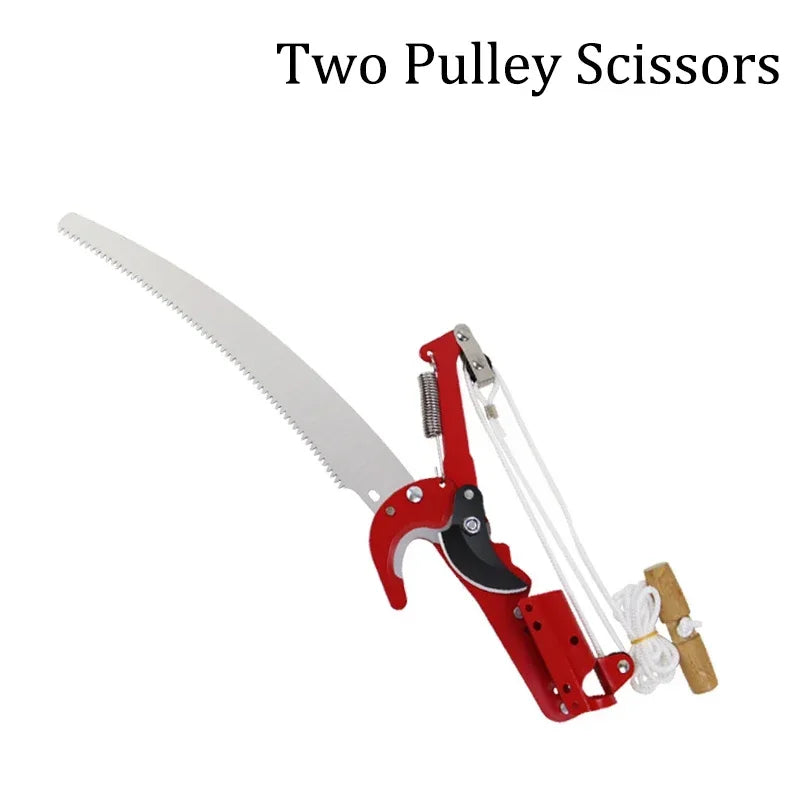 2-in-1 Saw High Branch Shears Saw High Altitude Three-pulley Pruning Shears Gardening Fruit Picking Cutting Tool Without Rod