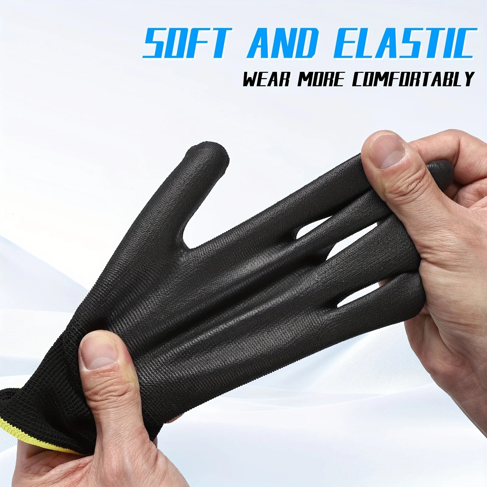 Black Gloves with Yellow Elastic Cuffs - Durable Palm Coating, Ambidextrous -Outdoor Activities,Outdoor Gloves|Breathable Gloves