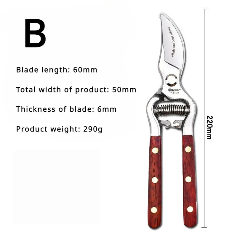 Professional Pruning Shears - All-Purpose Garden Scissors for Thick Branches, Fruit Trees & Floral Trimming